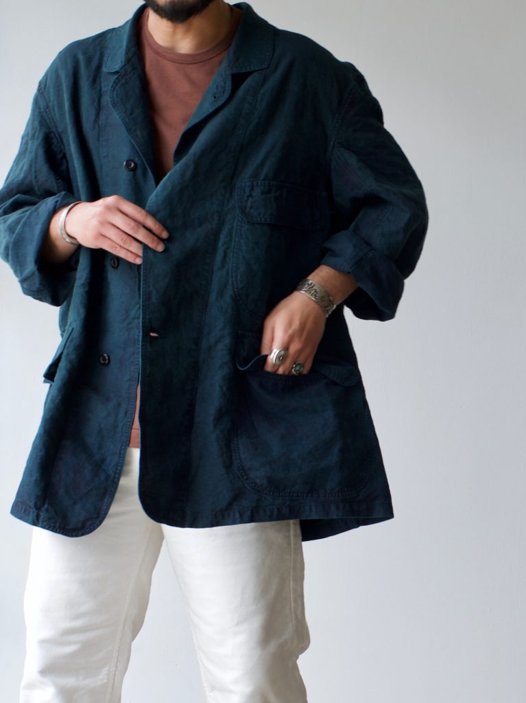 OUTIL 暑い リネンロングコート インディゴ サイズ3 